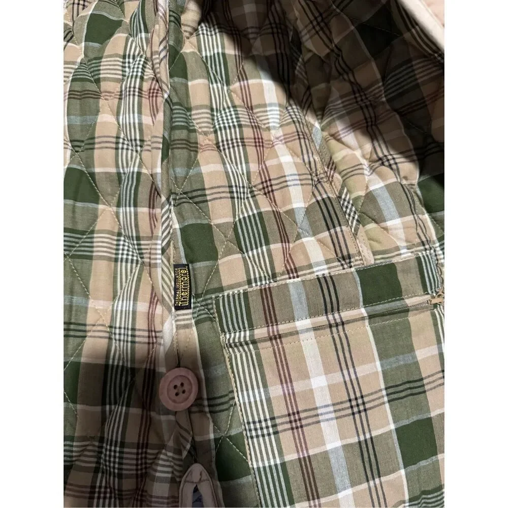 L.L. Bean quilted tan chore plaid lining Thermore jacket button front M - Picture 5 of 11